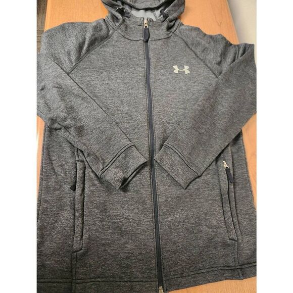 Under Armor Medium fitted grey and black full zip hoodie jacket - Picture 2 of 8